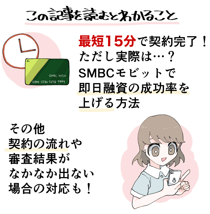 この記事を読むと分かるSMBCモビットの審査の流れや審査時間など