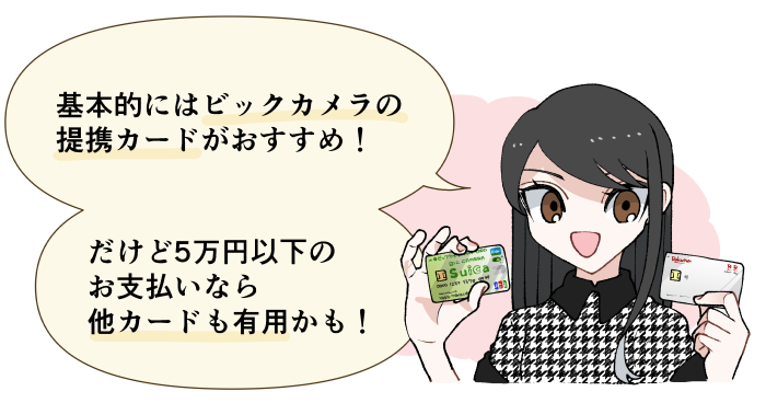 基本的にはビックカメラの提携カードがおすすめ！だけど5万円以下のお支払いなら他カードも有用