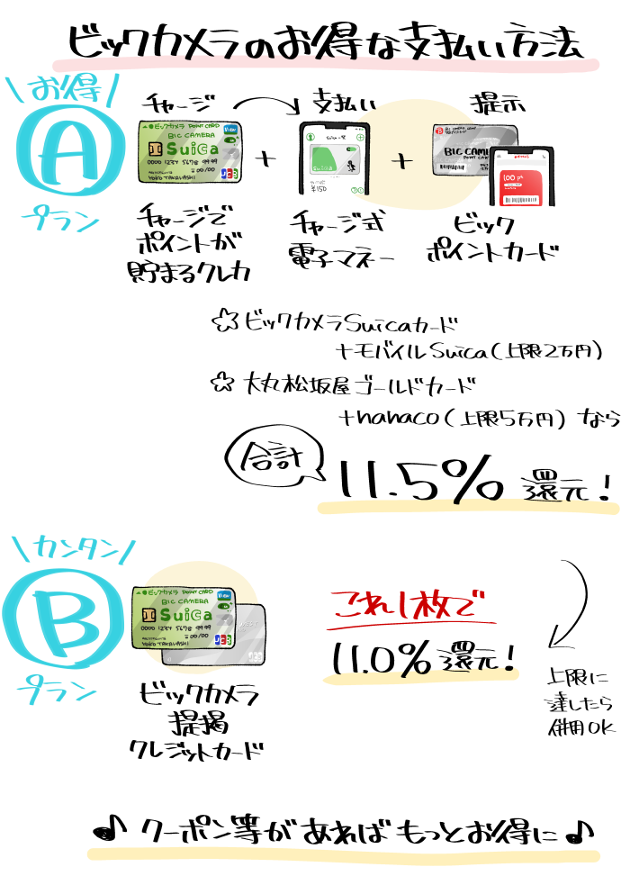 ビックカメラのお得な支払い方法のイラスト化