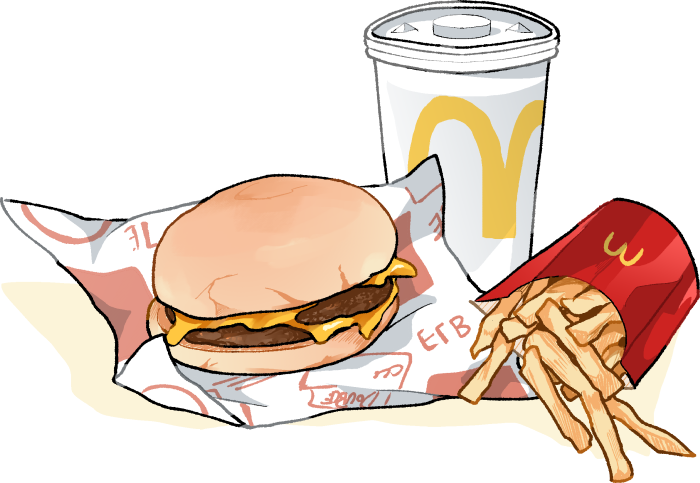 マクドナルドのおいしいセットメニューのイメージイラスト