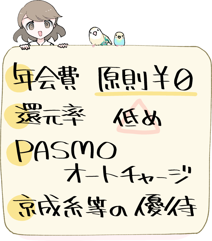 京成カードの基本情報（年会費は原則無料・還元率は低め・PASMOオートチャージ対応・京成グループ等で優待あり）
